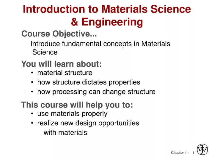 Ppt - Introduction To Materials Science & Engineering Powerpoint 