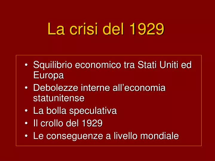 PPT - La crisi del 1929 PowerPoint Presentation, free download - ID:5686352