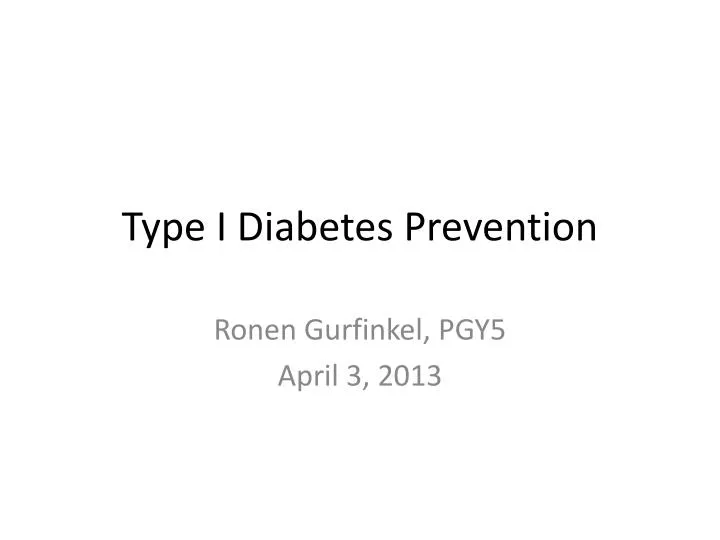 type i diabetes prevention n.
