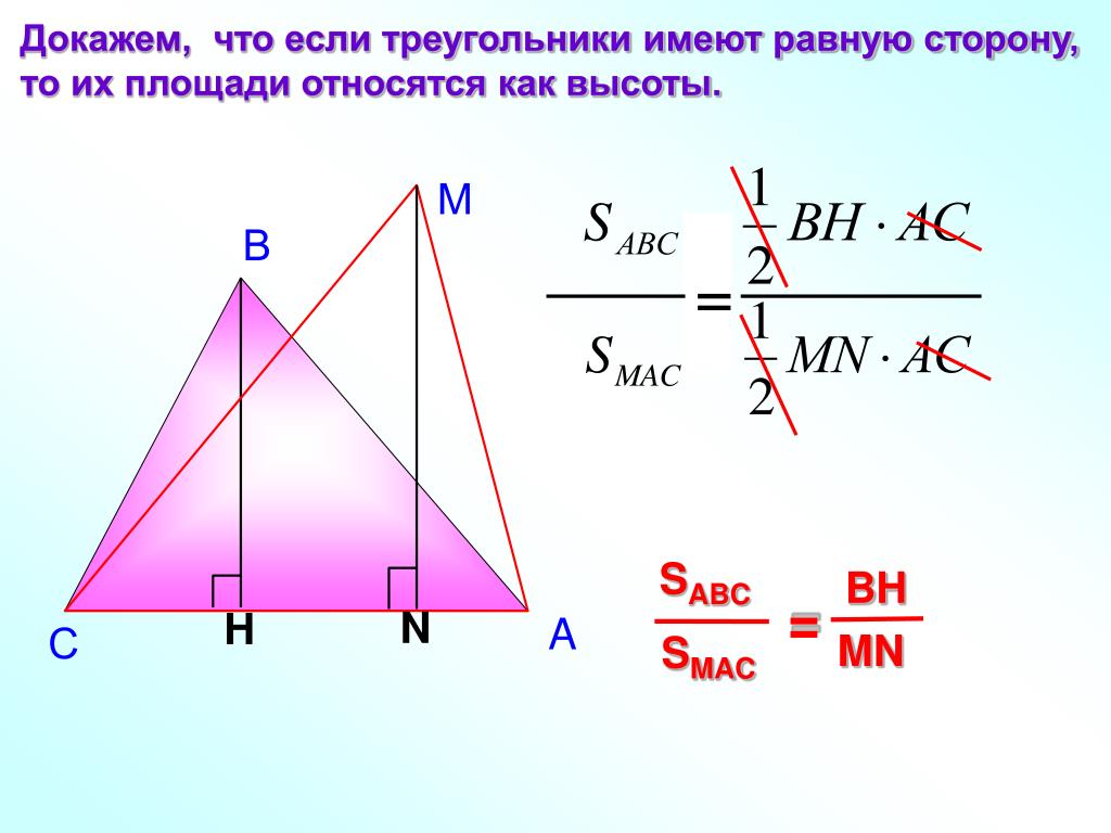 Треугольники имеющие общую высоту. Площадь трек. Если у треугольников равны основания. Площади треугольников с общей высотой. Отношение площадей треугольников с общей высотой.