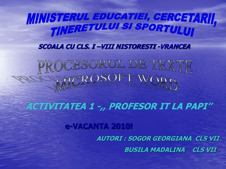 Ppt Ministerul Educatiei Cercetarii Tineretului Si Sportului