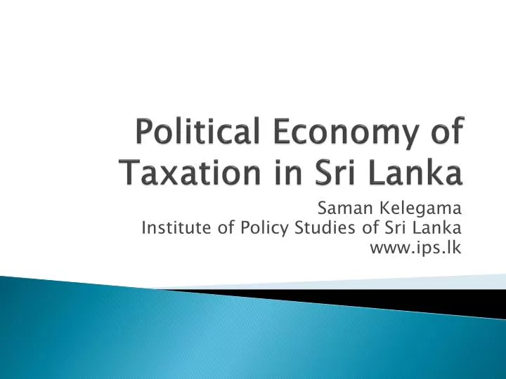 political economy of taxation in sri lanka n.