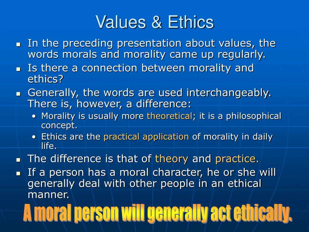 presentation on values and ethics