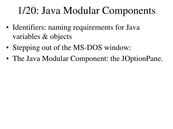 PPT 1/20 Java Modular Components PowerPoint Presentation, free