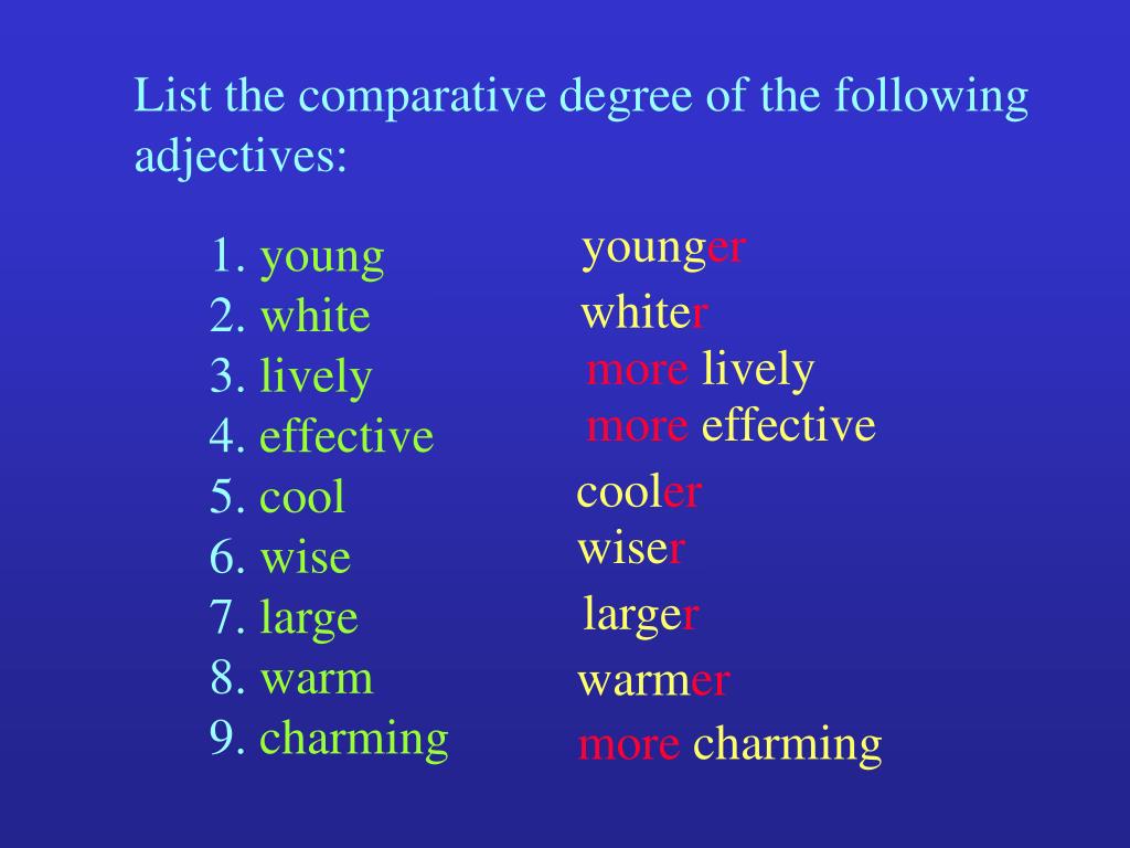 Comparative adjectives high