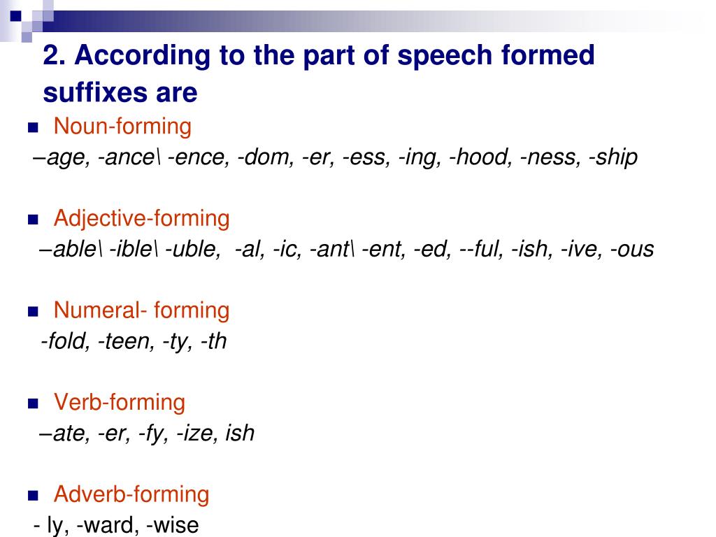 Adverb suffixes. Noun forming suffixes. Adverb forming suffixes. Parts of Speech suffixes. Form Parts of Speech.