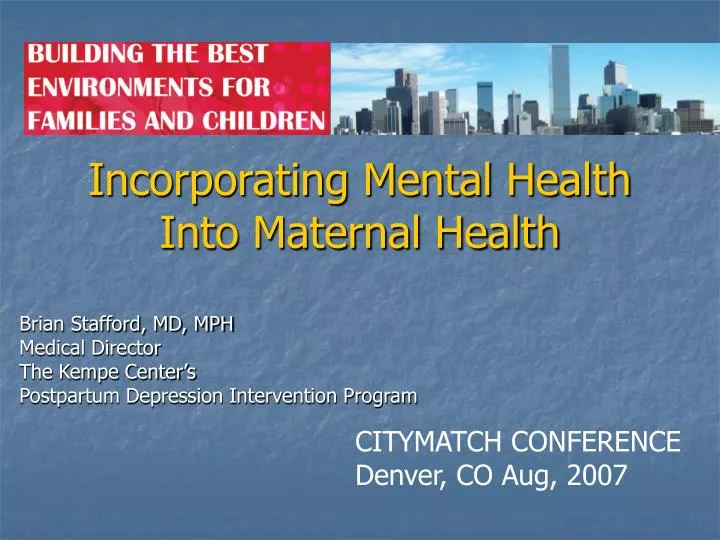 incorporating mental health into maternal health n.