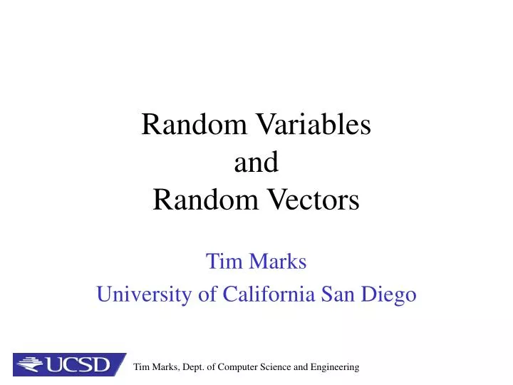 random variables and random vectors n.