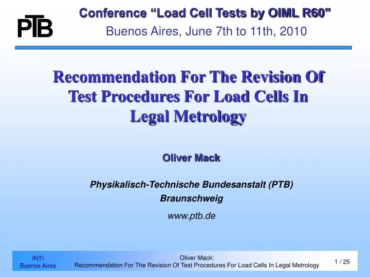 conference load cell tests by oiml r60 buenos aires june 7th to 11th 2010 n.