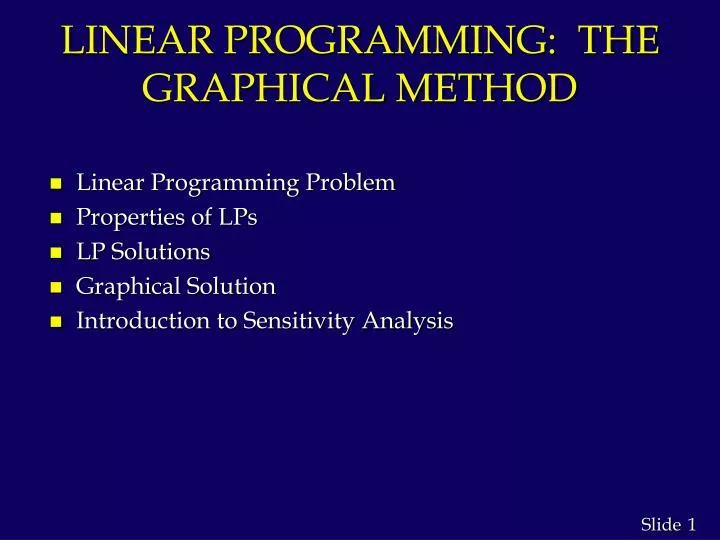 PPT LINEAR PROGRAMMING THE GRAPHICAL METHOD PowerPoint Presentation