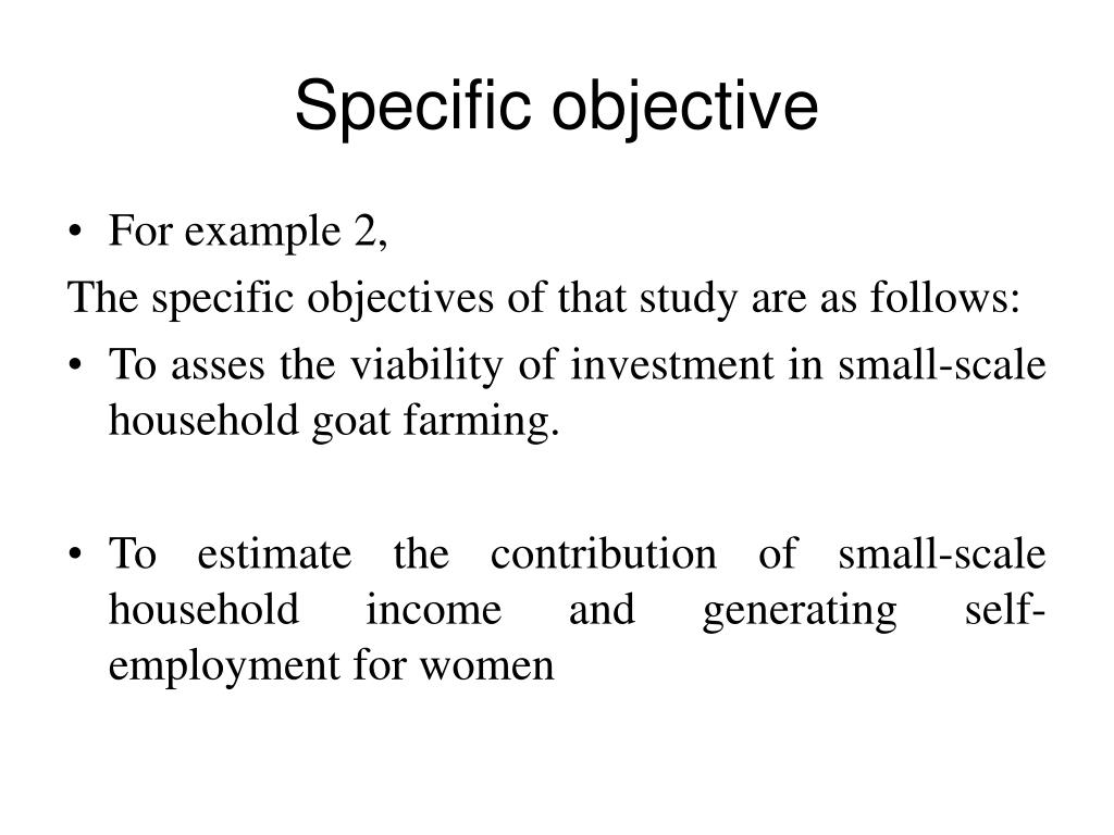 specific objectives examples in research