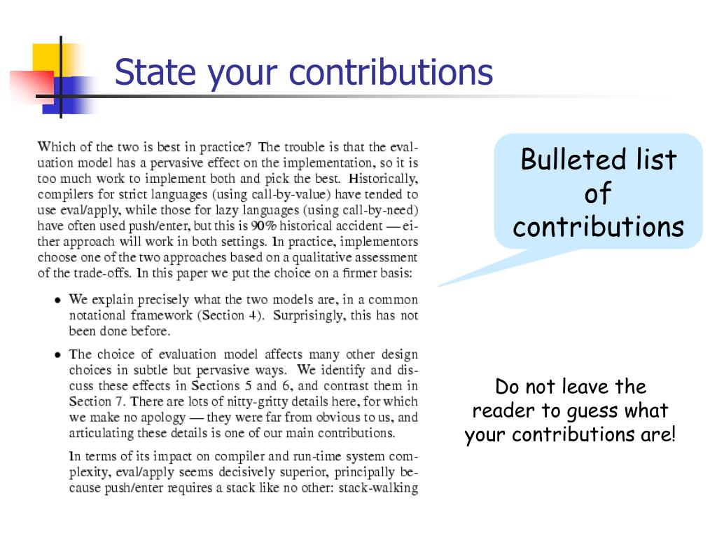 what is contribution in research paper