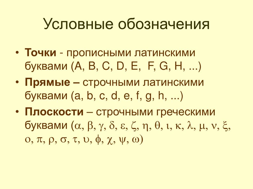 Какими буквами обозначается точка