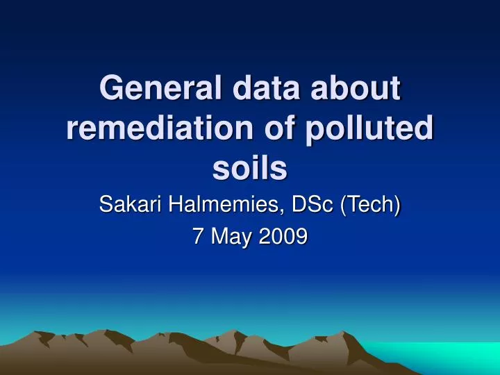 general data about remediation of polluted soils n.