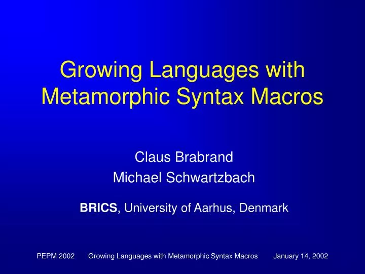 growing languages with metamorphic syntax macros n.