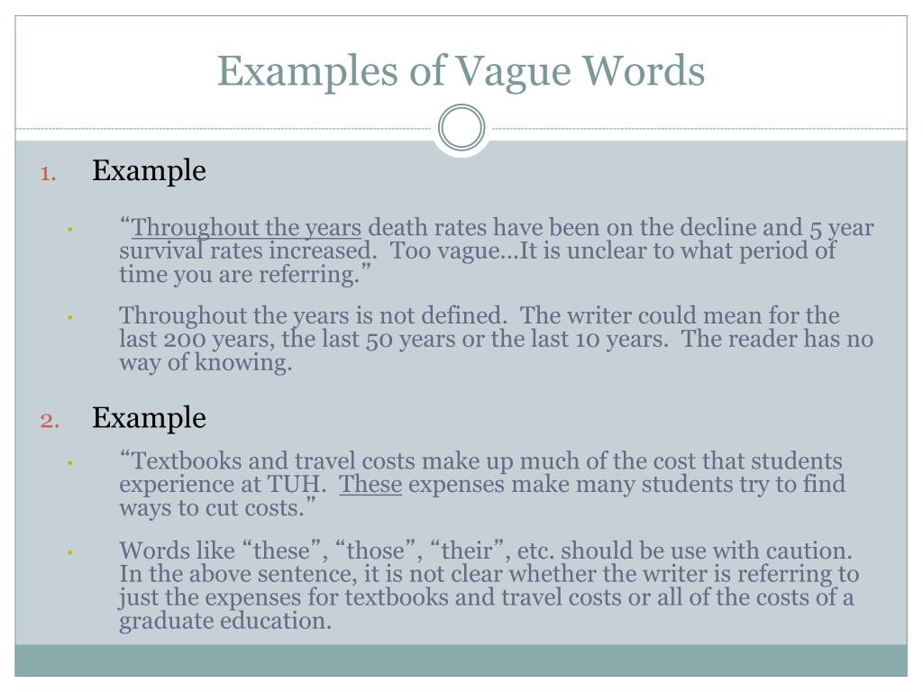 vague words in essays