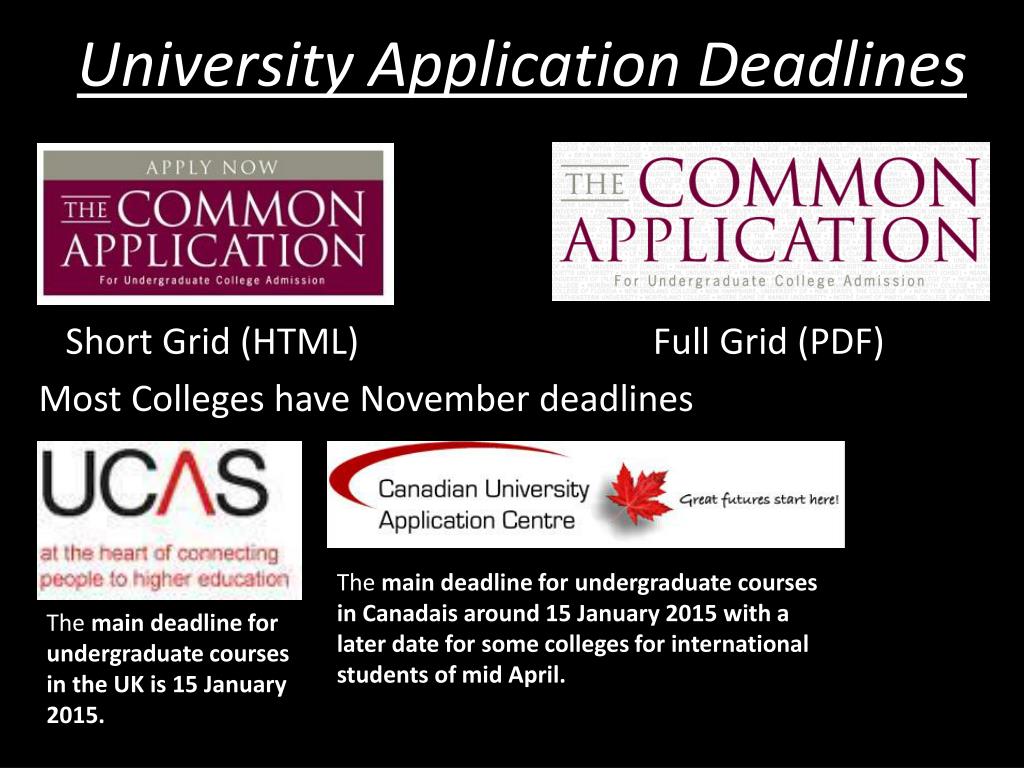 PPT University Application Deadlines PowerPoint Presentation, free