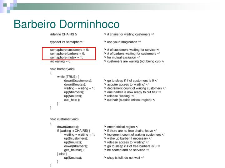 Blog de CES33 - SIstemas Operacionais - ITA T.10: O Problema do Barbeiro  Dorminhoco (com threads)