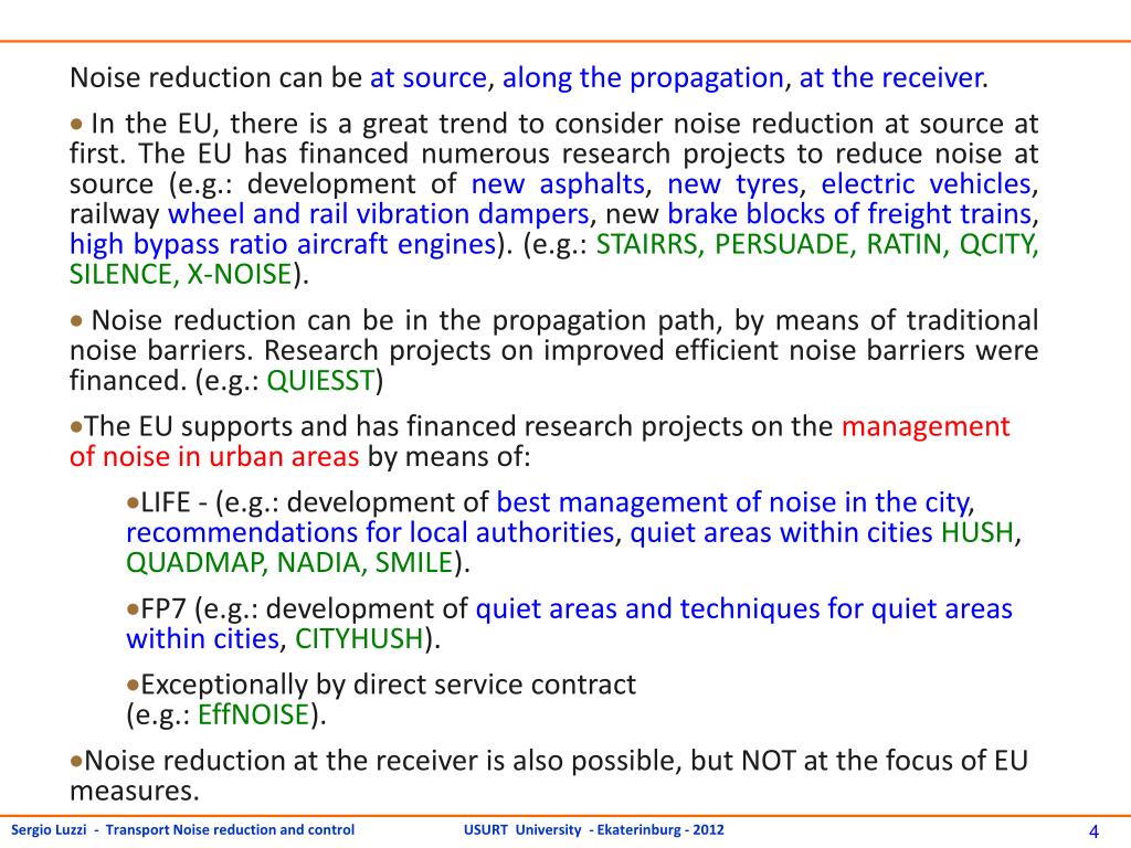 PPT - NOISE FROM TRANSPORTATIONS IN CITIES ACTION PLANS AND