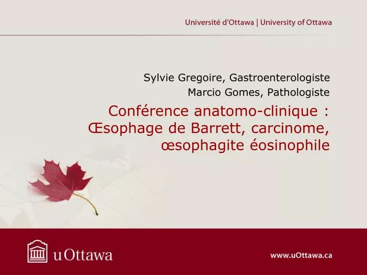 PPT - Conférence Anatomo-clinique : Œsophage De Barrett, Carcinome ...