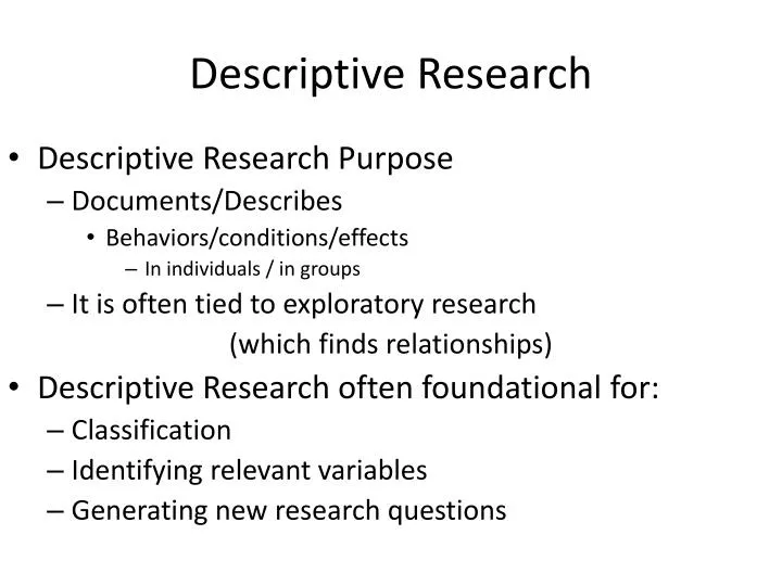 what is descriptive research slideshare