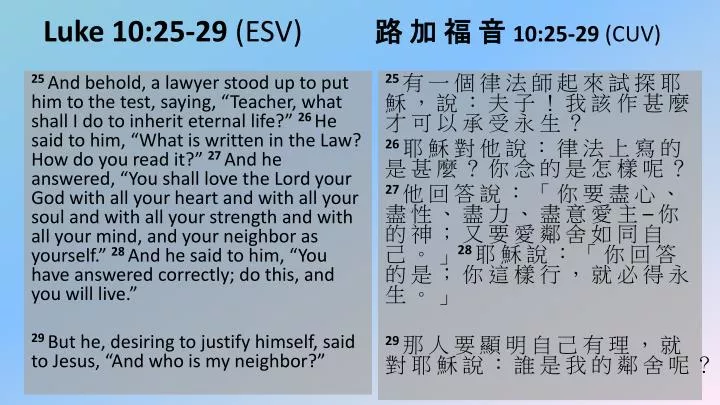 PPT Luke 10 25 29 ESV 10 25 29 CUV PowerPoint 