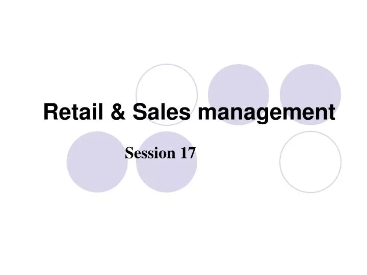 retail sales management n.