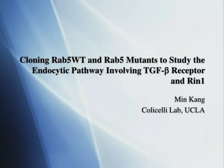 cloning rab5wt and rab5 mutants to study the endocytic pathway involving tgf receptor and rin1 n.