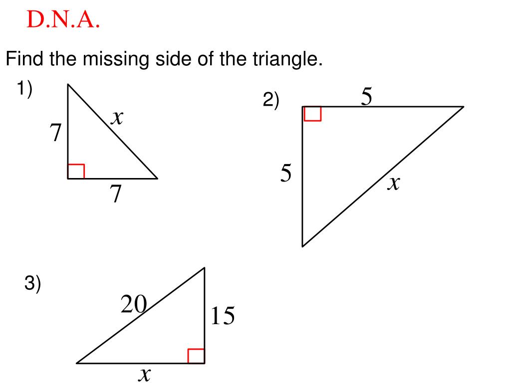PPT Find the missing side of the triangle. PowerPoint Presentation