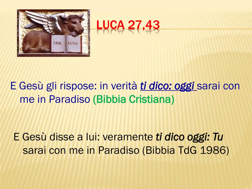 PPT - LA BIBBIA DEI TESTIMONI DI GEOVA riflessione liberamente tratta