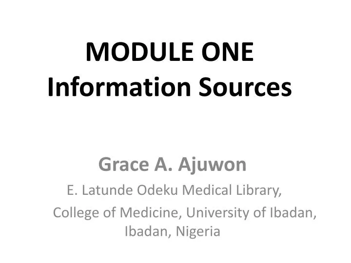 module one information sources n.