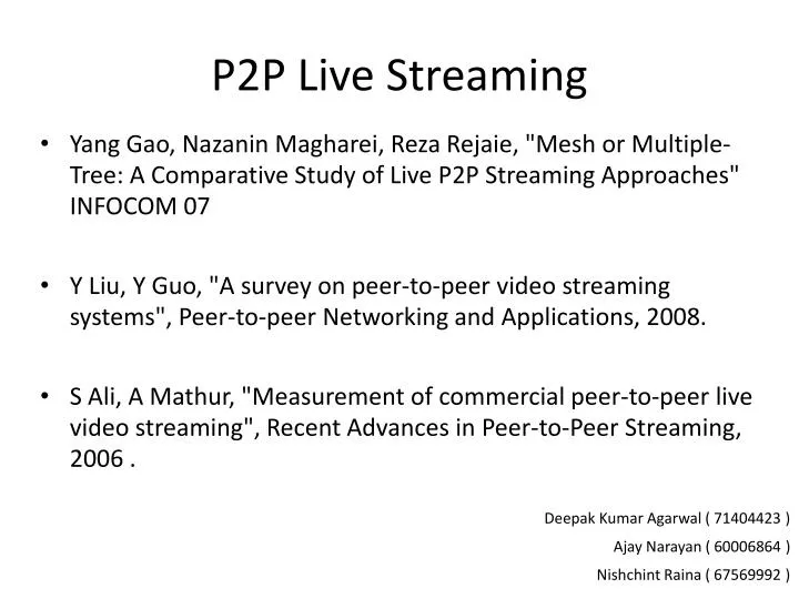 p2p live streaming n.