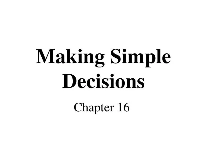 making simple decisions n.