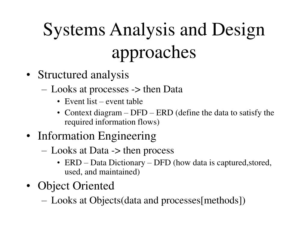 methodology of system analysis and design