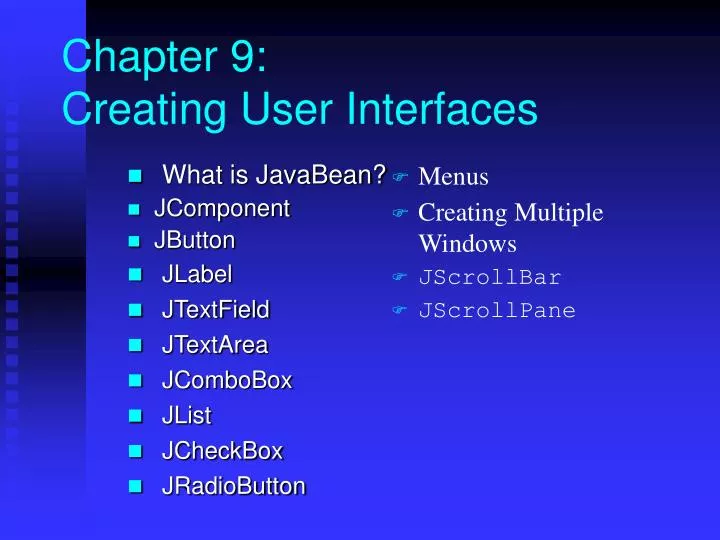 chapter 9 creating user interfaces n.