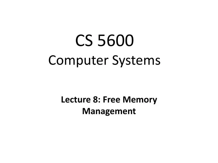cs 5600 computer systems n.