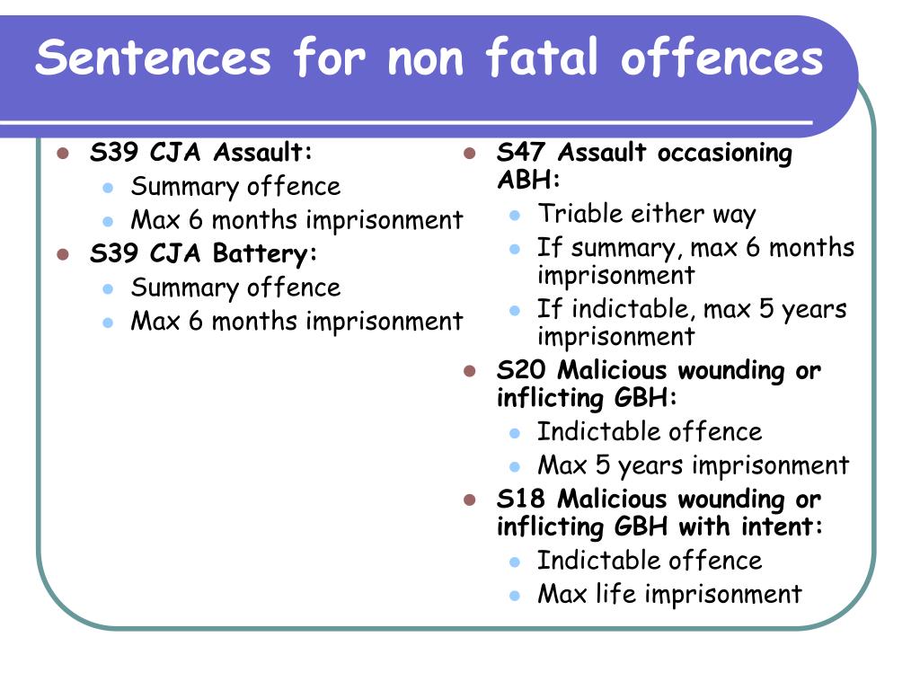 PPT - Sentences for non fatal offences PowerPoint Presentation, free  download - ID:5729323
