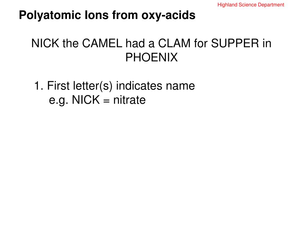 Ppt Highland Science Department Ionic Nomenclature
