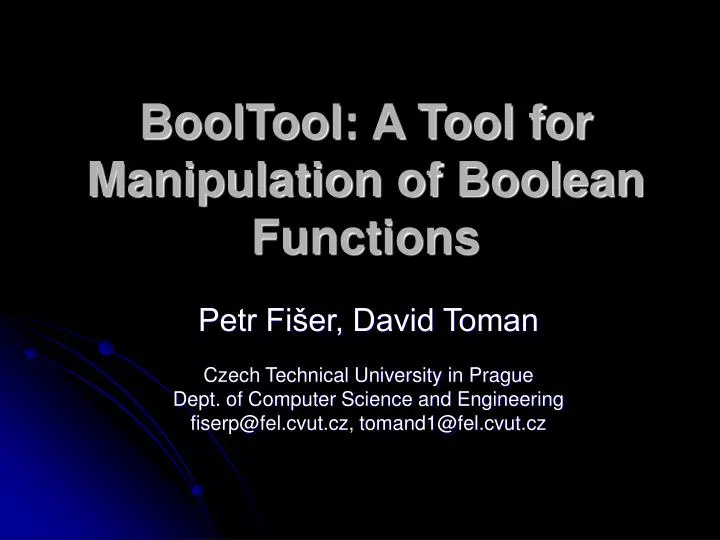 booltool a tool for manipulation of boolean functions n.
