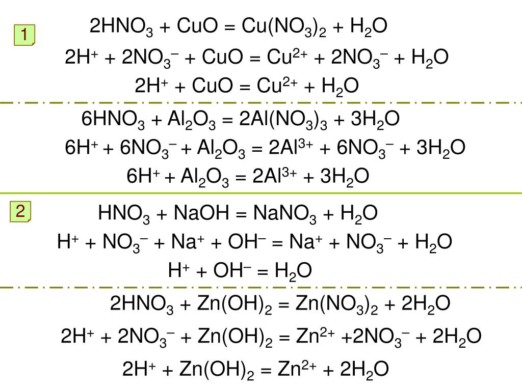 2HNO3 + CuO = Cu(NO3)2 + H2O.