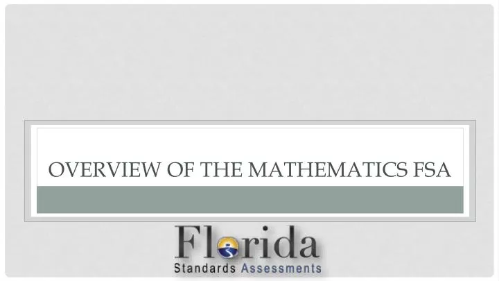 overview of the mathematics fsa n.