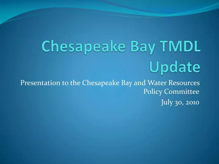 chesapeake bay tmdl update n.