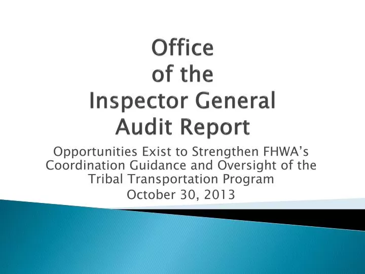office of the inspector general audit report n.