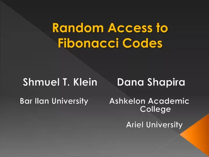 PPT - Random Access to Fibonacci Codes PowerPoint Presentation, free ...