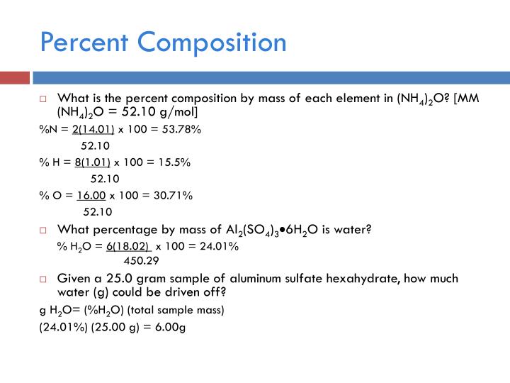 what is percentage composition of compounds