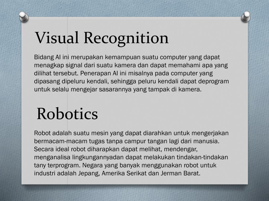 Visual recognition Visual recognition