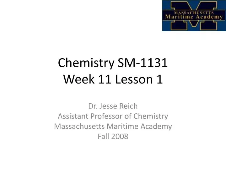 chemistry sm 1131 week 11 lesson 1 n.