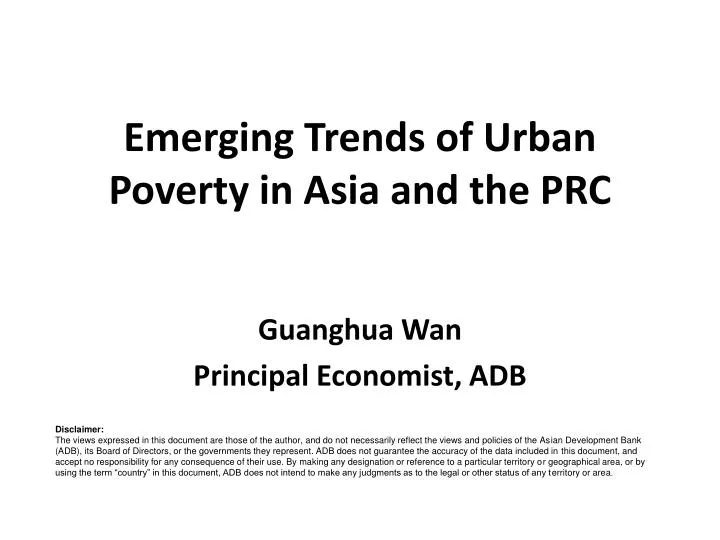 emerging trends of urban poverty in asia and the prc n.