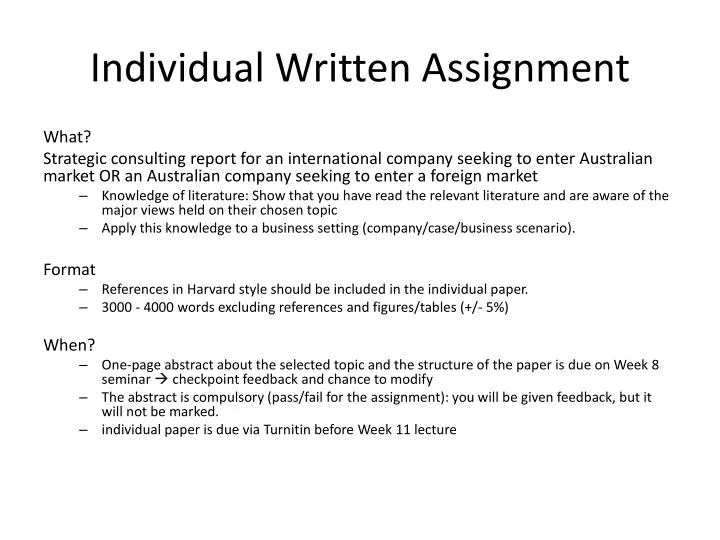 Written assignment