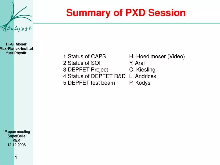 summary of pxd session n.